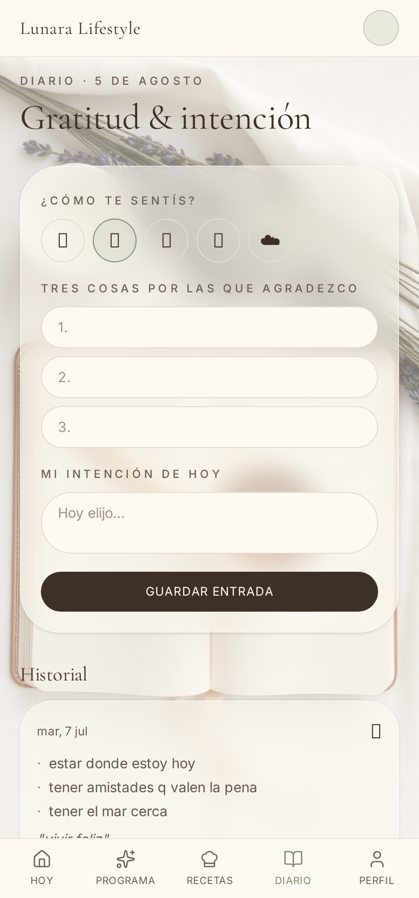 Diario de gratitud
